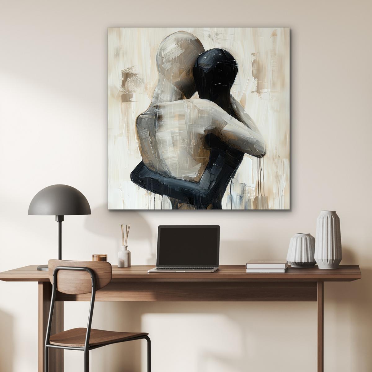 METALLBILD Abstrakt - Liebe - Schwarz und weiß - Modern 90x90 cm - Schwarz, Metall (90/90cm) - MuchoWow