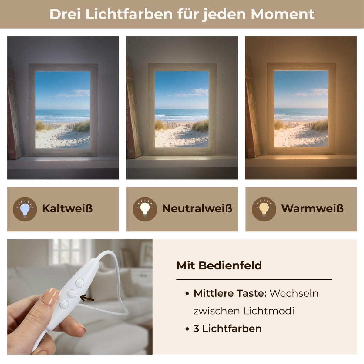 WANDLEUCHTE Strand - Meer - Düne - Sand - Sommer 15x20 cm - Sandfarben, Holzwerkstoff (15/20/8cm) - OnlyWow
