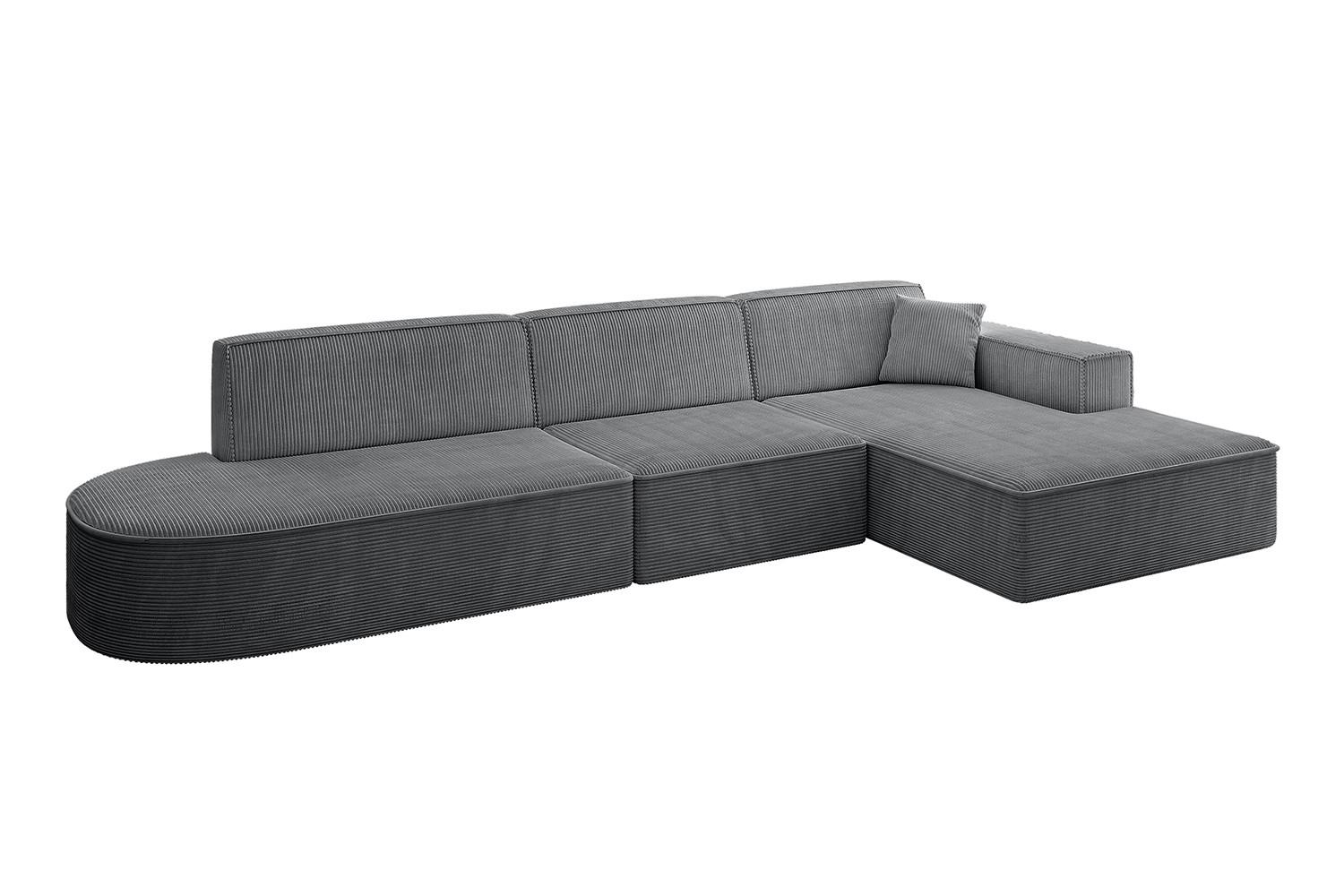 ECKSOFA Ottomane Rechts IREA-L2-v4 - 327x165x77 cm Duneklgrau - Dunkelgrau, Holzwerkstoff/Textil (327/165cm) - ALTDECOR