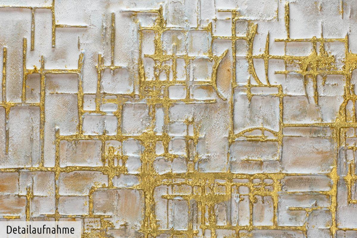 ACRYLBILD HANDGEMALT 100/75 cm - Beige/Goldfarben, Holz/Textil (100/75cm) - KUNSTLOFT