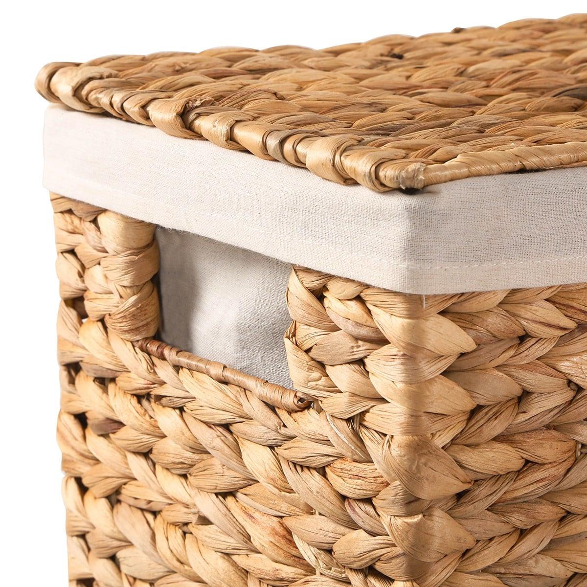 WÄSCHEKORB mit Deckel aus Wasserhyazinthe 45/60/21 cm - Beige, Naturmaterialien (45/60/47cm) - Calicosy