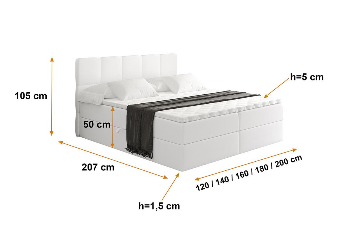 BOXBETT mit Matratze H4 und Lattenrost - LIRO - 200x200 - Weiß Kunstleder - Weiß, Holzwerkstoff/Kunststoff (200/200cm) - ALTDECOR