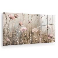 ACRYLGLASBILD Blumen - Rosa - Modern - Beige 120x60 cm - Beige, Glas (120/60cm) - MuchoWow