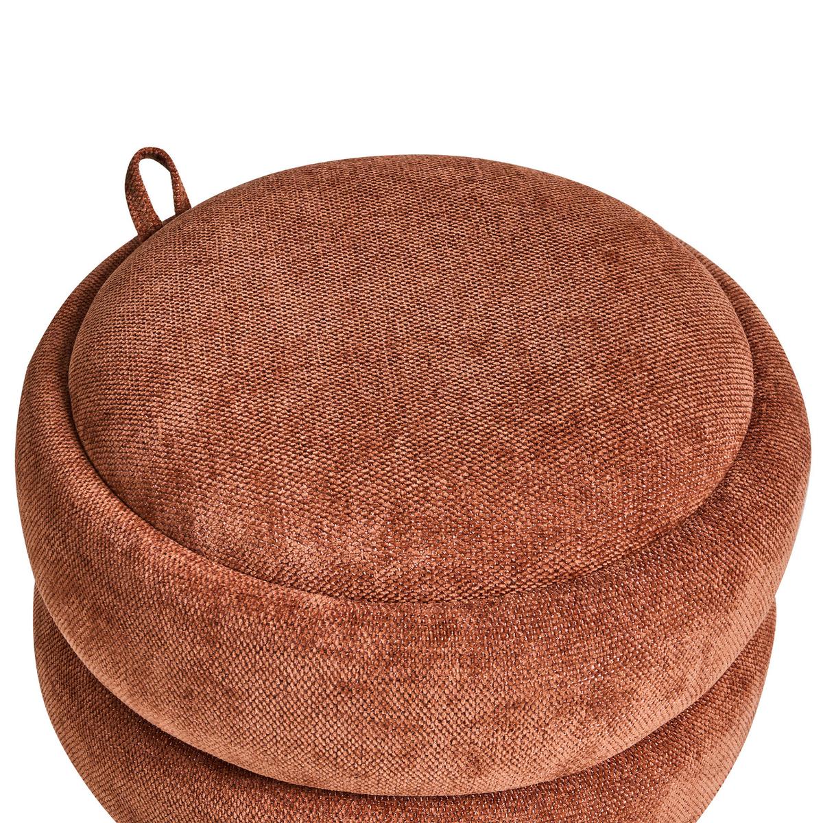 POUF mit Stauraum Chenillegewebe Goldbraun Hawley - Goldfarben, Textil (40/41/40cm) - Beliani