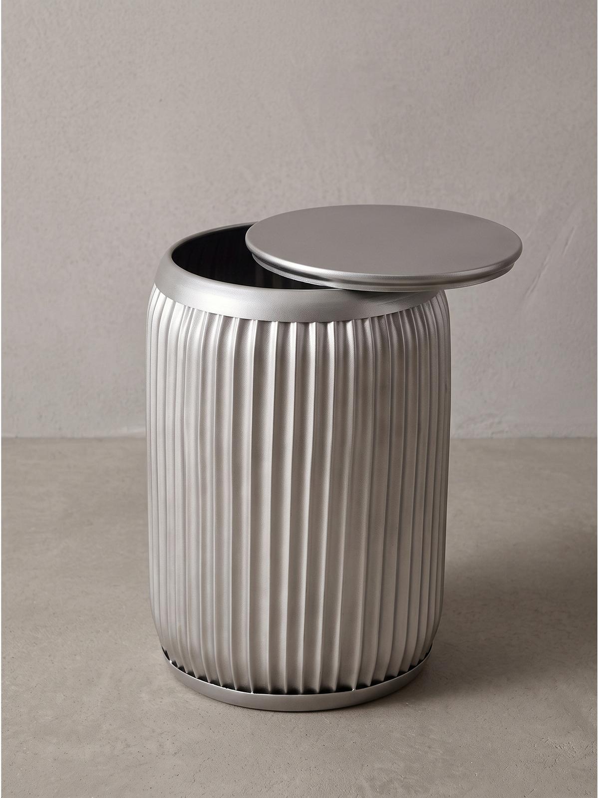BEISTELLTISCH LAITA, Eisen, mit Stauraum, Silber, Ø 35 x 50 cm - Silberfarben, Metall (35/35/50cm) - KADIMA DESIGN