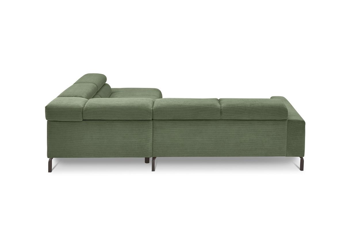 ECKSOFA DELIA Grün Cord - Schwarz/Olivgrün, Textil/Metall (276/219cm) - KAWOLA