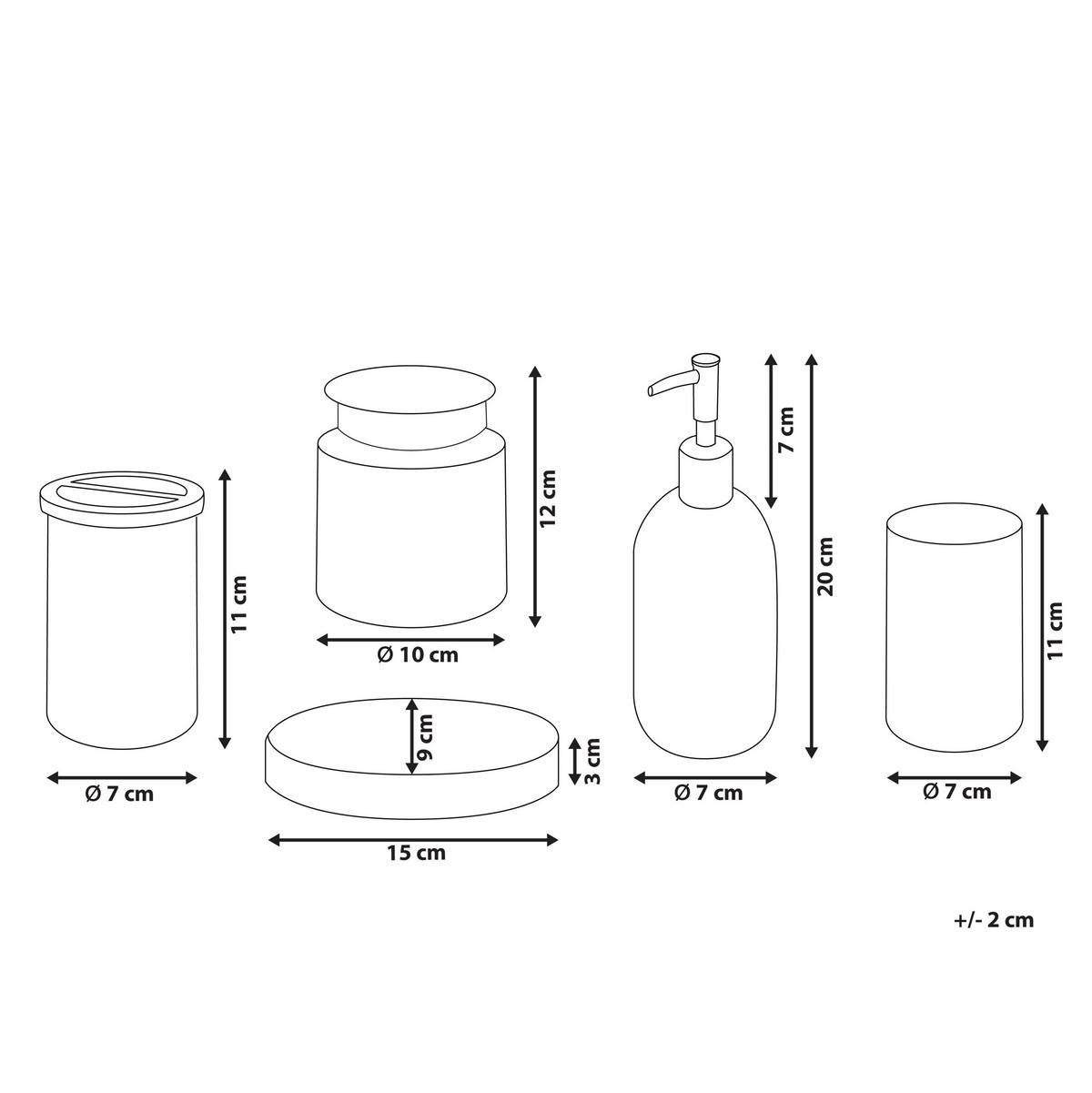 BADEZIMMER Set 5-teilig Glas mintgrün Amarga - Silberfarben/Grün, Glas (15/20/10cm) - Beliani