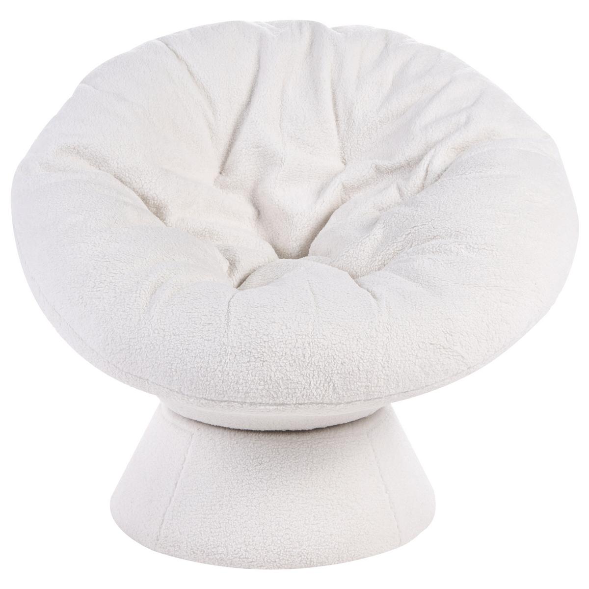 DREHSESSEL Bouclé Cremeweiß Ringsted - Weiß, Textil (102/85/90cm) - Beliani