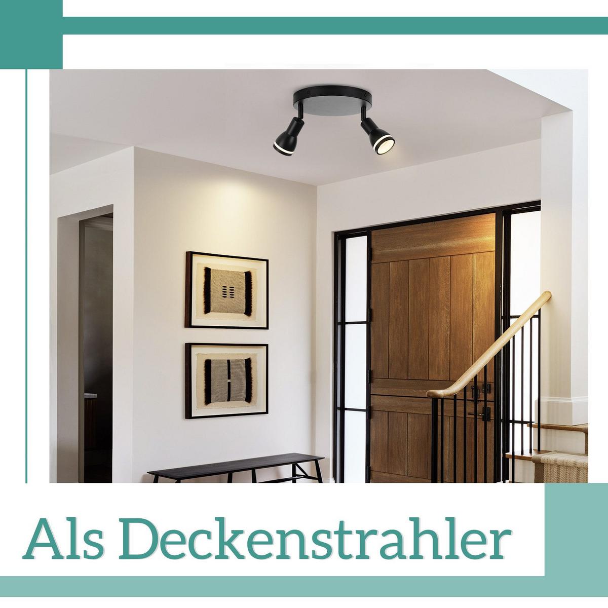 DECKENSTRAHLER Levine 2-flammig 20/20/15.7cm - Schwarz, Metall (20/20/15.7cm) - Nettlife
