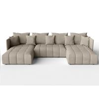 WOHNLANDSCHAFT Veliro U Hellbraun 353/180/83 cm mit Schlaffunktion und Bettkasten - Hellbraun/Schwarz, Kunststoff/Textil (353/83/180cm) - AX Living