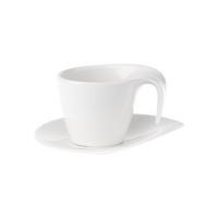 KAFFEETASSE MIT UNTERTASSE Flow weiß 200 ml - Weiß, Keramik (15/10.8/17.7cm) - Villeroy & Boch