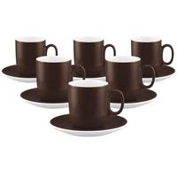 KAFFEEBECHER MIT UNTERTASSEN Sento Home Pure Colors Chocolate Brown 400 ml 6er Set - Dunkelbraun, Keramik (0.4L) - Seltmann Weiden