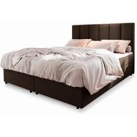 BOXBETT MERIL 140x200 cm mit Matratze und Topper - Braun - Braun, Holz (140/200cm) - MASSENO