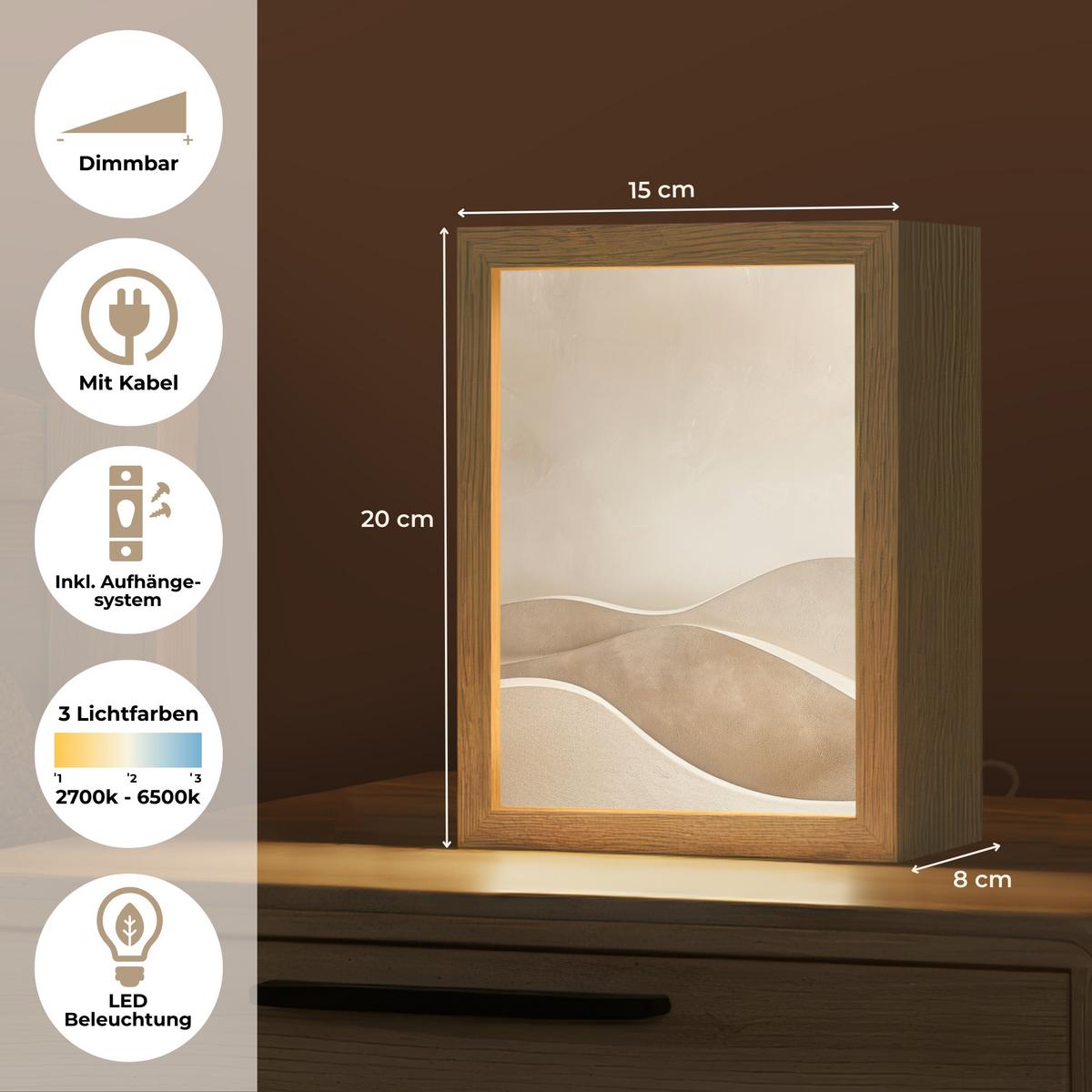 TISCHLEUCHTE Beige - Natur - Abstrakt - Modern 15x20 cm - Champagner, Holzwerkstoff (8/15/20cm) - OnlyWow