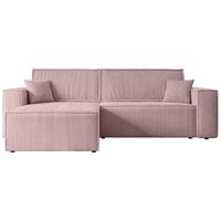 ECKSOFA mit Schlaffunktion und Bettkasten CELTIC-XL - 277x143x83 cm Rosa Cord - Schwarz/Rosa, Holzwerkstoff/Kunststoff (277/143cm) - ALTDECOR