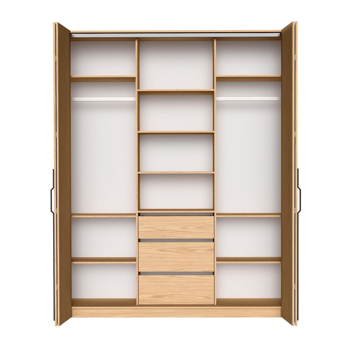 FALTTÜRENSCHRANK Omodeo 200 cm breit in Bookmatch-Eiche – mit WingLine-Falttüren - Eichefarben, Holzwerkstoff (200/240/58cm) - AX Living