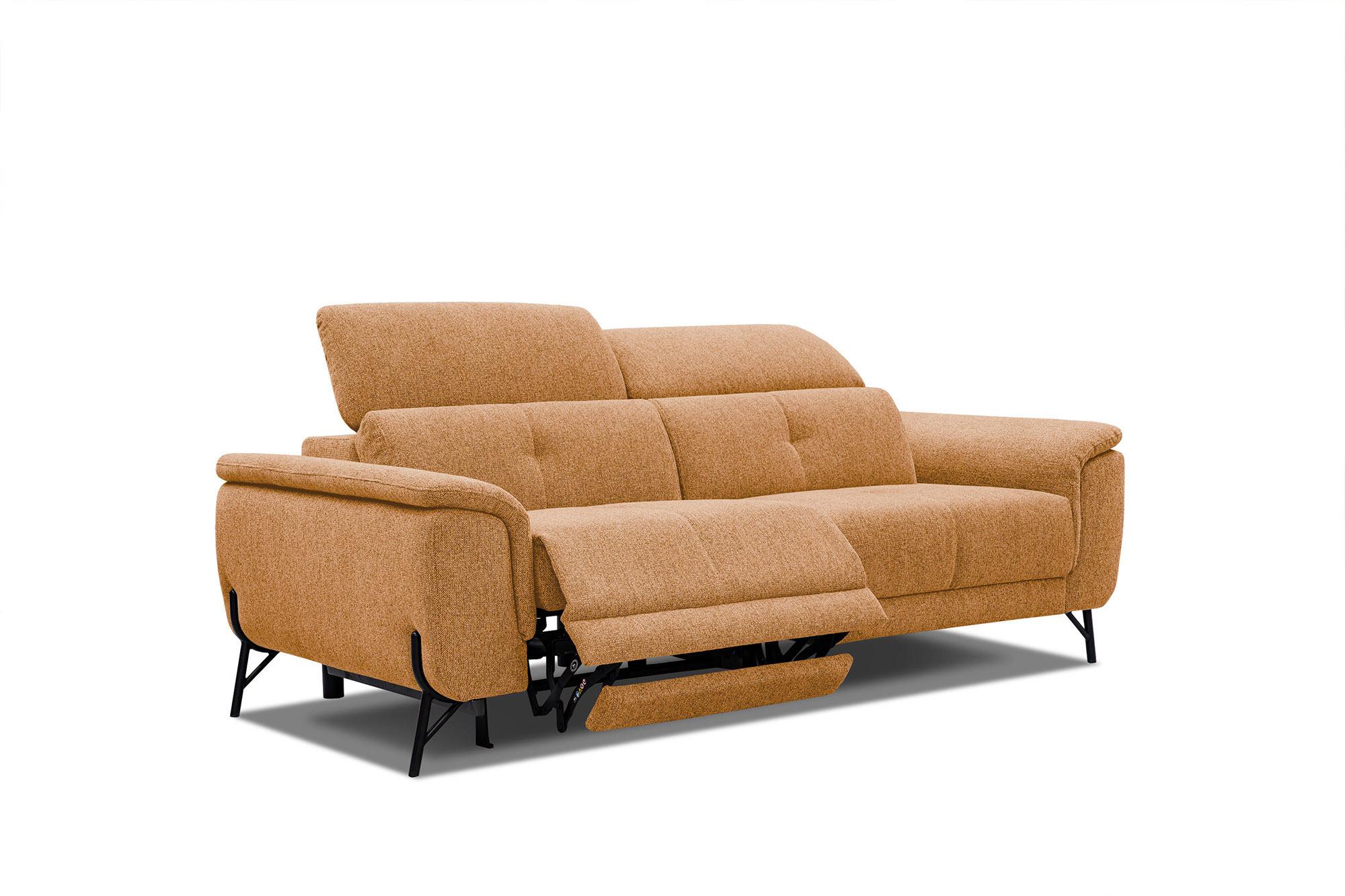 SOFA AVENA 3-Sitzer mit 1 Relaxfunktion, orange - Orange, Holzwerkstoff/Textil (204/80/108cm) - Wozimo