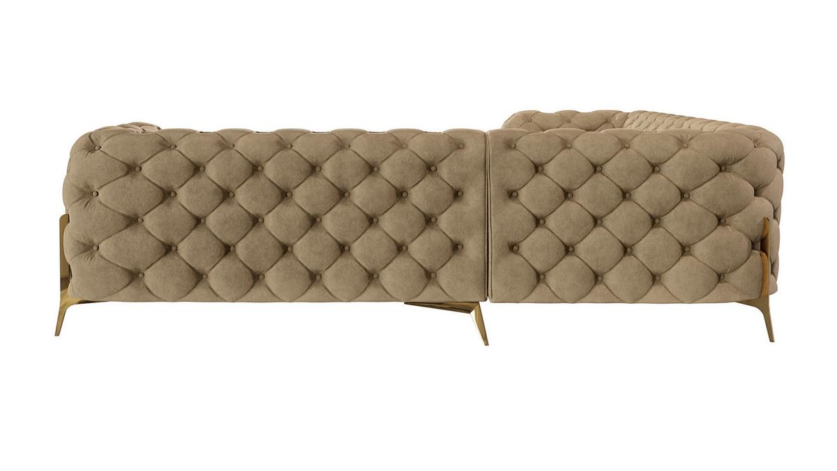 ECKSOFA Chesterfield Lexi Beige Samt - Beige/Goldfarben, Holz/Textil (264/264cm) - S-Style Möbel