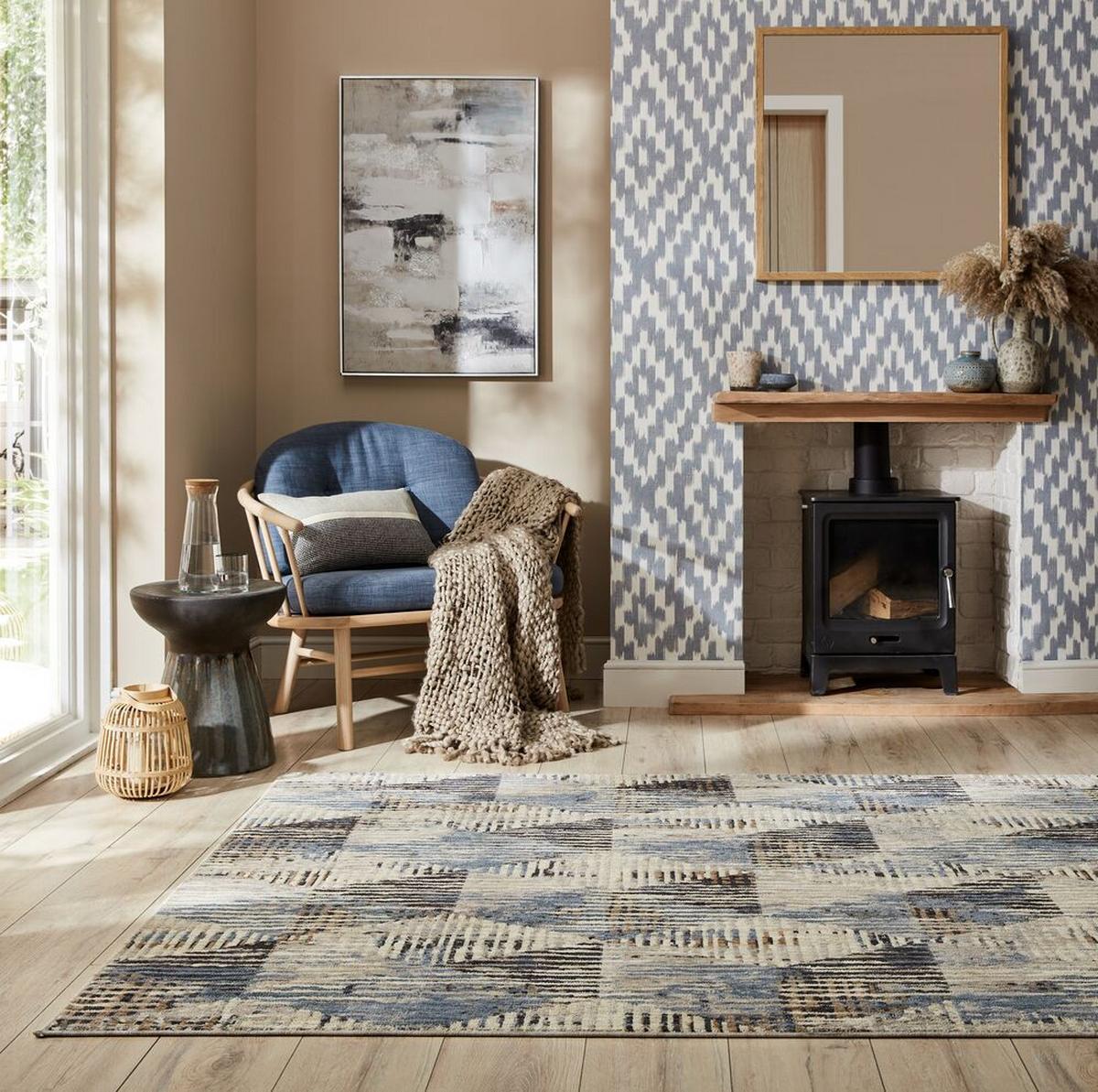 TEPPICH WYE, geometrisch, Blau-Grau, 200 x 290 cm - Blau, Textil (200/290cm) - KADIMA DESIGN