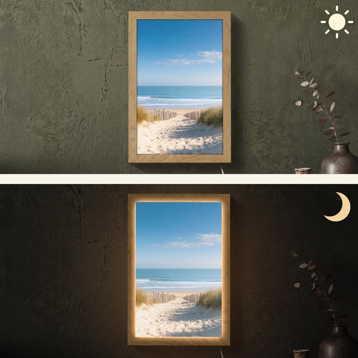 WANDLEUCHTE Strand - Meer - Düne - Sand - Sommer 20x30 cm - Sandfarben, Holzwerkstoff (20/30/8cm) - OnlyWow