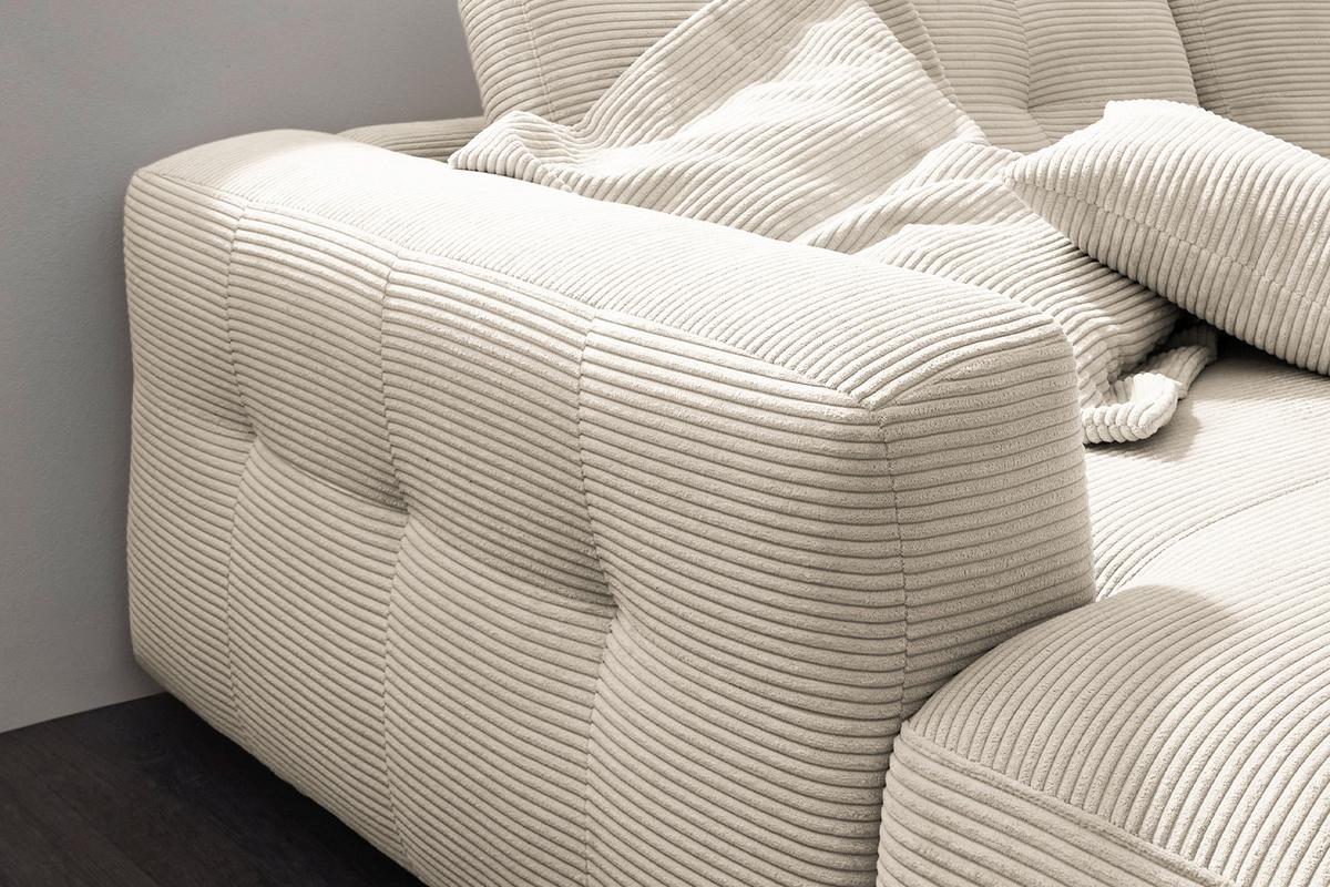 ECKSOFA MIKA Cremeweiß Cord - Creme/Schwarz, Kunststoff/Textil (276/167cm) - KAWOLA