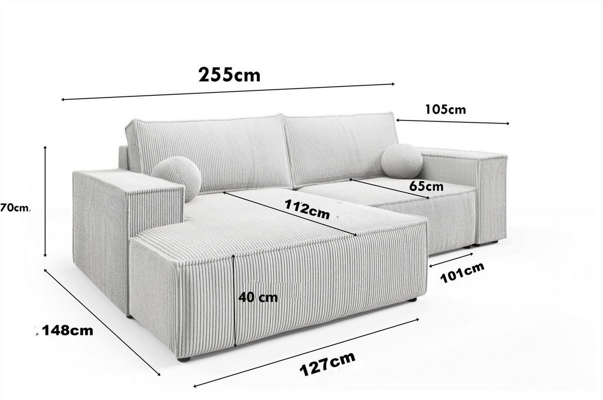 ECKSOFA Corunia Xs - Grün, Holzwerkstoff/Textil (255/148cm) - Fun Möbel