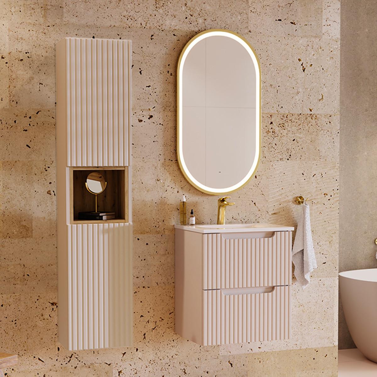 BADMÖBEL 50cm Riva 2er-Set Kaschmir - Beige, Holzwerkstoff (50/57/40cm) - Petits-meubles