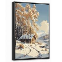 LEINWAND Bilder mit Rahmen - Winter - Schnee - Zuhause - Natur - 20x30 - Hellbraun, Textil (20/30cm) - MuchoWow