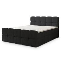 BOXBETT BRUME 180x200 cm mit Matratze und Topper, H2+H3 - Schwarz - Schwarz, Holz (180/200cm) - MASSENO