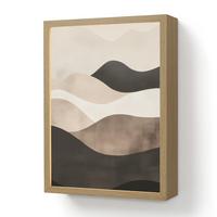 WANDLEUCHTE MIT AKKU Abstrakt - Landschaft - Wellen - Cremefarben 30x40 cm - Graubraun, Holzwerkstoff (30/40/8cm) - OnlyWow