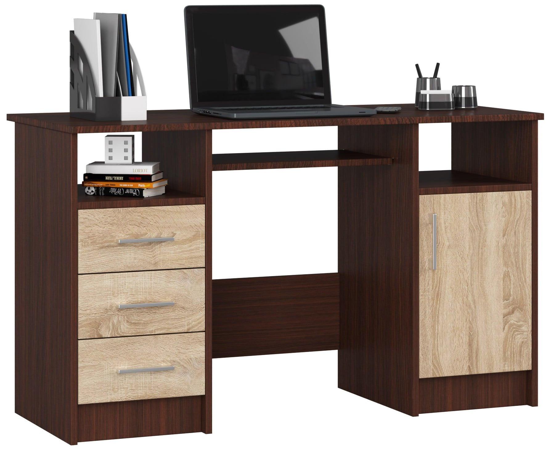 SCHREIBTISCH Dunkelbraun, Eiche Sonoma 74/124/52 - Dunkelbraun, Holzwerkstoff (50/120/74cm) - RAUMHIRSCH FURNITURE