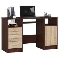 SCHREIBTISCH Dunkelbraun, Eiche Sonoma 74/124/52 - Dunkelbraun, Holzwerkstoff (50/120/74cm) - RAUMHIRSCH FURNITURE