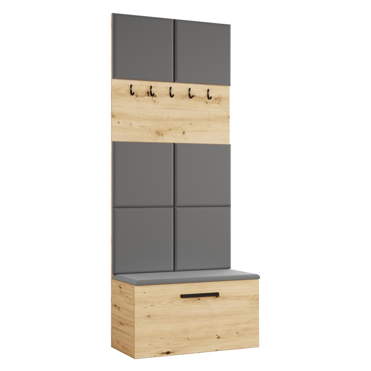 GARDEROBENSCHRANK MODULO 160,6/204/40 cm Modern Garderobe-Set Eiche Artisan - Eiche Artisan/Grau, Holzwerkstoff (160.6/204/40cm) - MASSENO