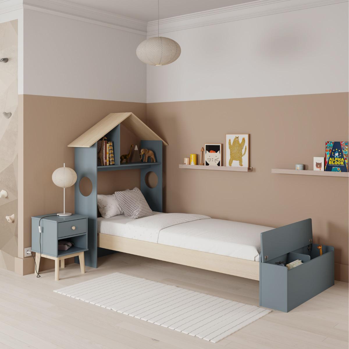 NACHTTISCH mit 1 Schublade und 1 offener Nische, L40 cm 35/40/53,1 cm - Grün, Holzwerkstoff (35/53.1/40cm) - Calicosy
