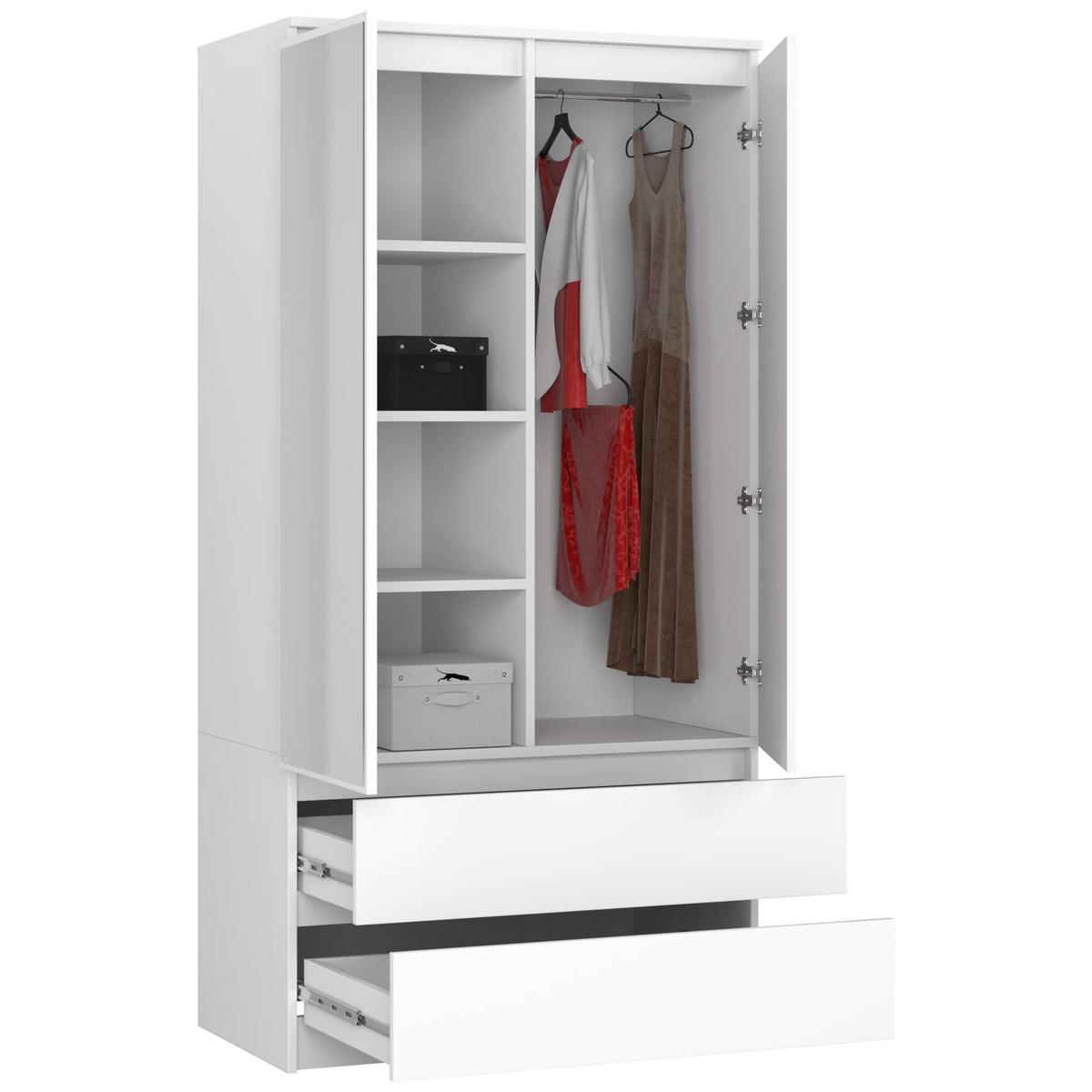 KLEIDERSCHRANK Weiß 180/90/51 - Weiß, Holzwerkstoff (90/180/51cm) - RAUMHIRSCH FURNITURE