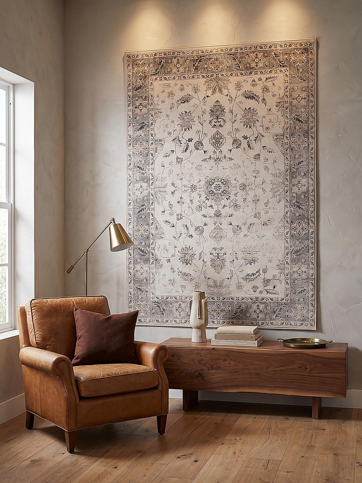 TEPPICH Kurzflor, waschbar, mit floralen Ornamenten, aus Polyester, VERNANTE in Beige-Grau, 240 x 340 cm - Beige, Textil (240/340cm) - KADIMA DESIGN