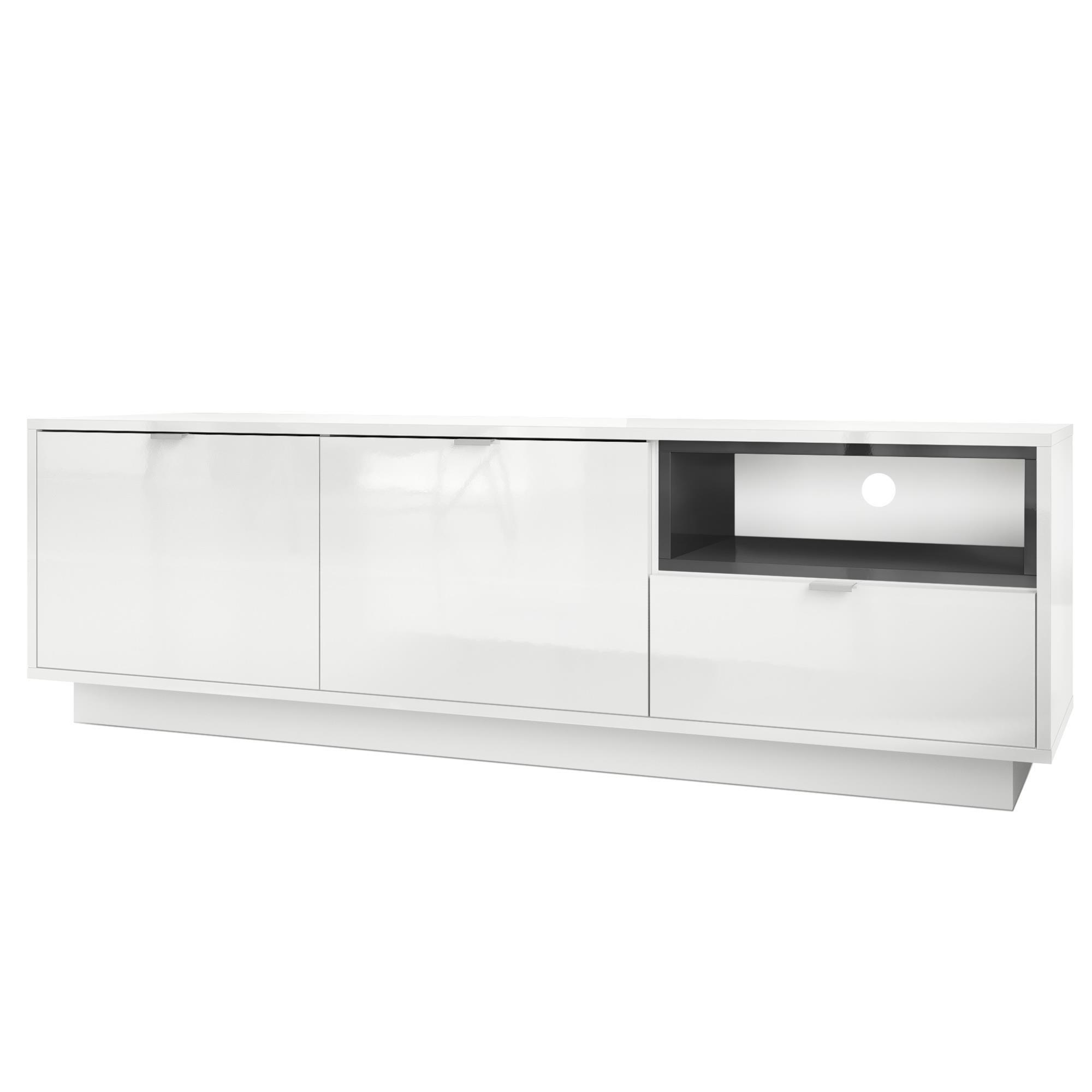 LOWBOARD Metro Einsatz in Schwarz Hochglanz - Schwarz Hochglanz, Holzwerkstoff (153/48/37cm) - Vladon