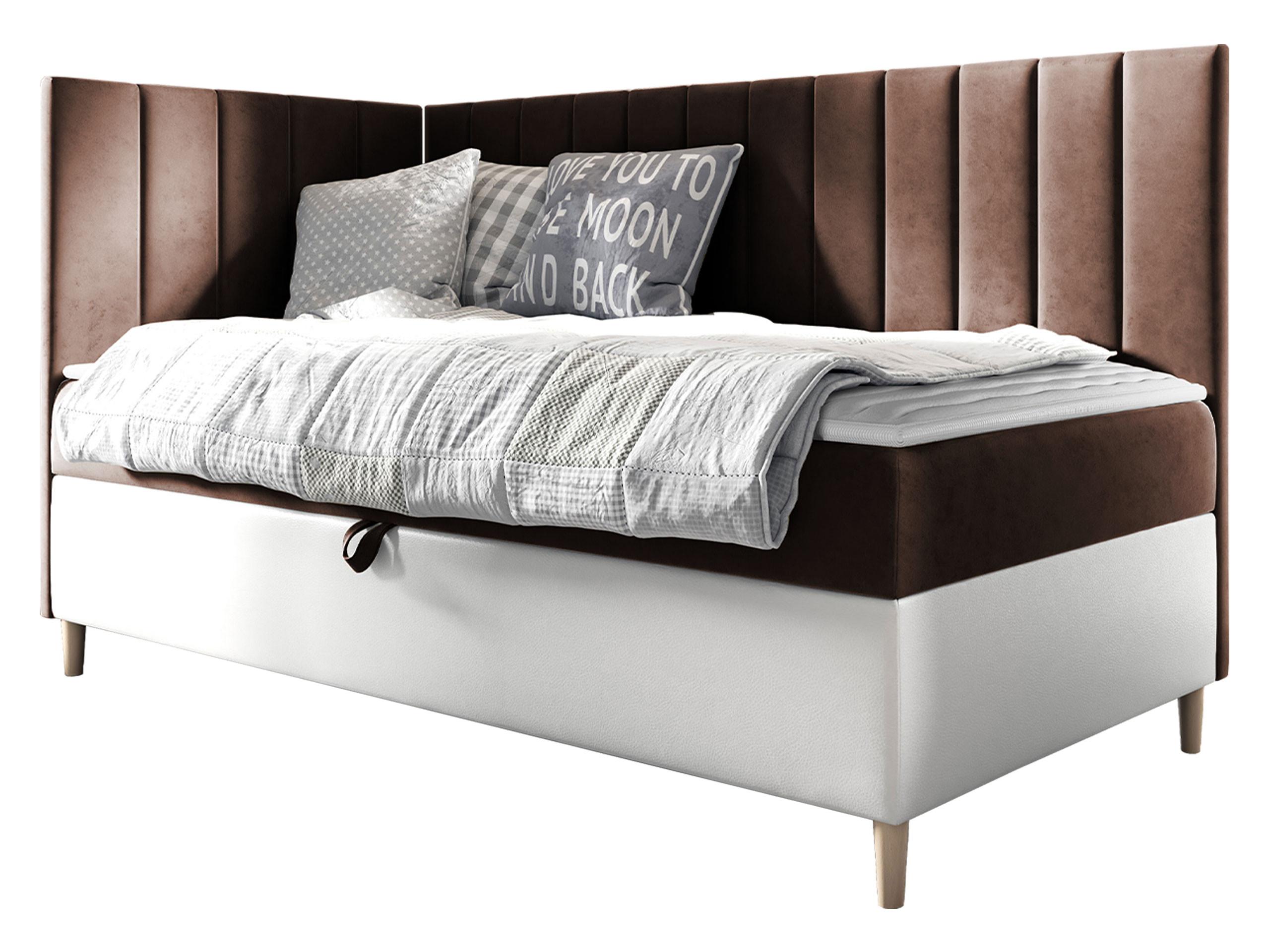 BOXBETT Maja Junior 3, Seite zum Öffnen des Bettkastens: Links - H3 - Weiß/Braun, Holz (90/200cm) - MIRJAN24
