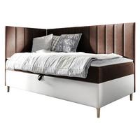 BOXBETT Maja Junior 3, Seite zum Öffnen des Bettkastens: Links - H3 - Weiß/Braun, Holz (90/200cm) - MIRJAN24