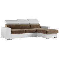 ECKSOFA FOX-L Braun/Weiß - Silberfarben/Braun, Kunststoff/Textil (242/168cm) - MKS
