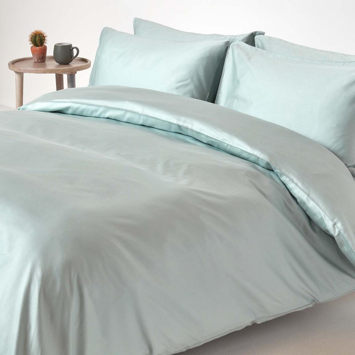 BIO-BETTWÄSCHE Satin Fadendichte 400 - Hellblau, Textil (200/200cm) - Homescapes