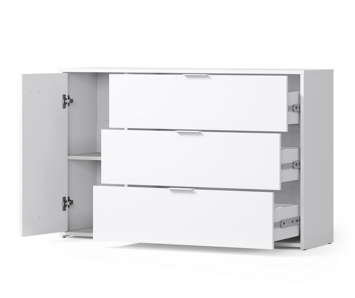 KOMMODE TOREN 125/79,5/35cm mit 3 Schubladen 1 Türen Weiß - Eichefarben/Weiß, Holzwerkstoff (125/79.5/35cm) - MASSENO