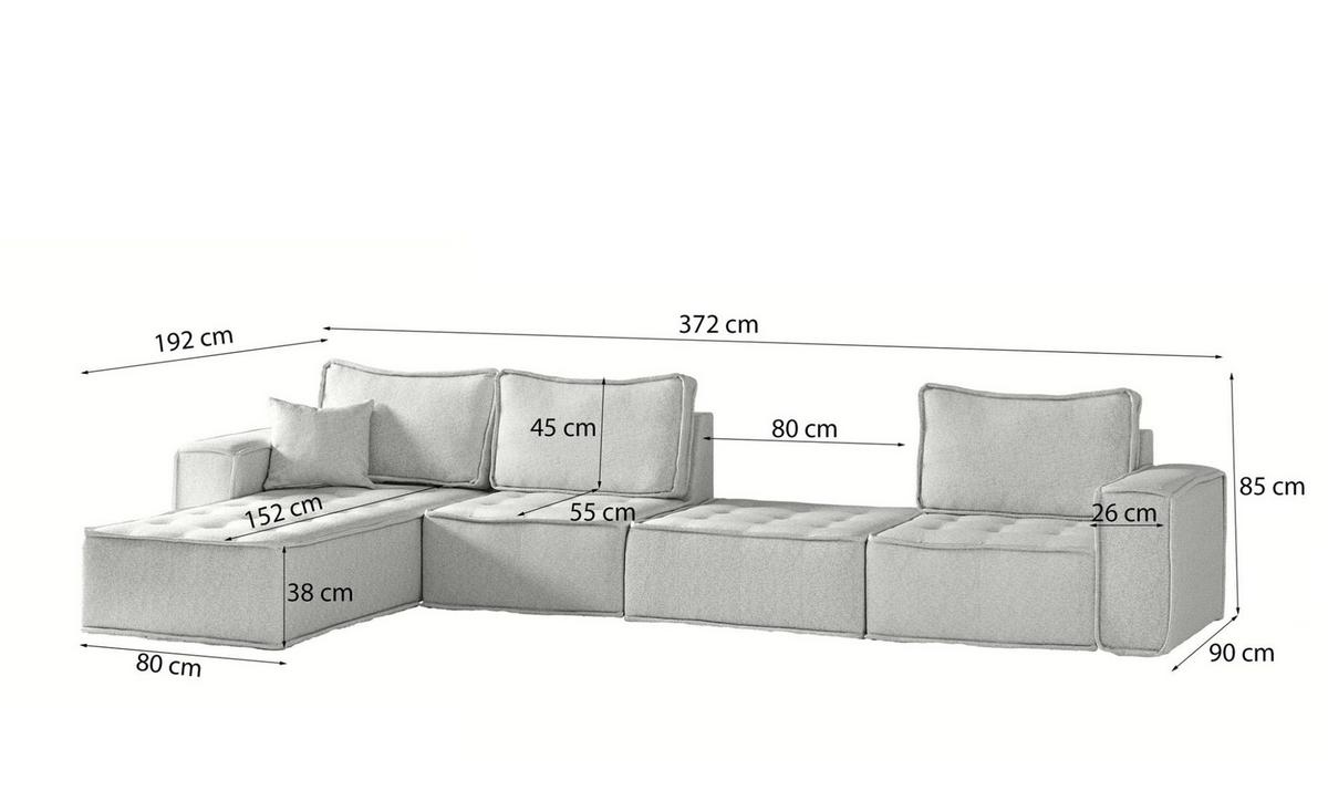 ECKSOFA Sande Xl In Alpine - Beige, Holzwerkstoff/Textil (372/192cm) - Fun Möbel