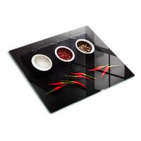 GLASPLATTE 60x52 cm Gewürze und Chili - Rot, Glas (60/0.4/52cm) - TULUP