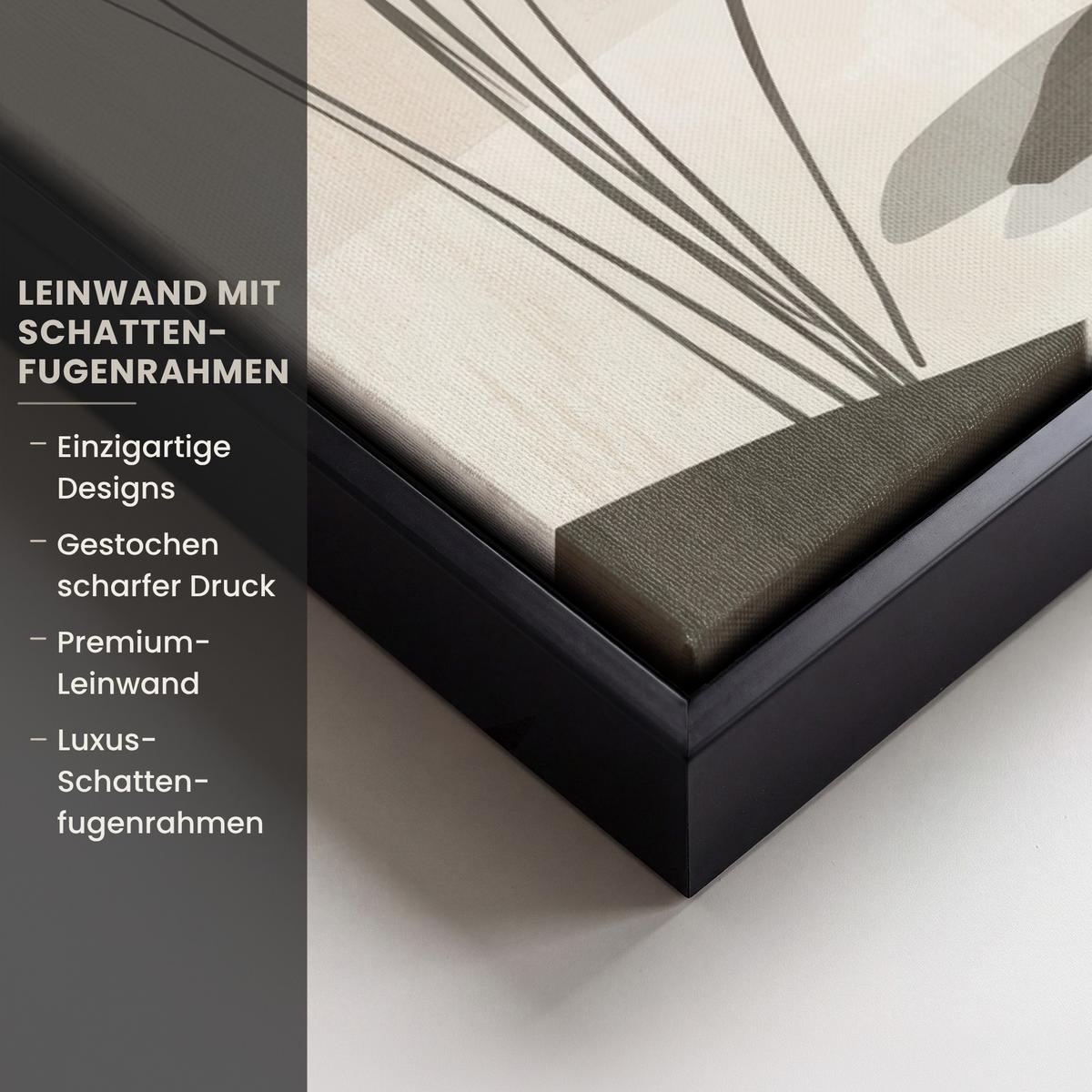 LEINWAND Bilder mit Rahmen - Japandi - Landschaft - Beige - 60x80 - Cognac, Textil (60/80cm) - MuchoWow