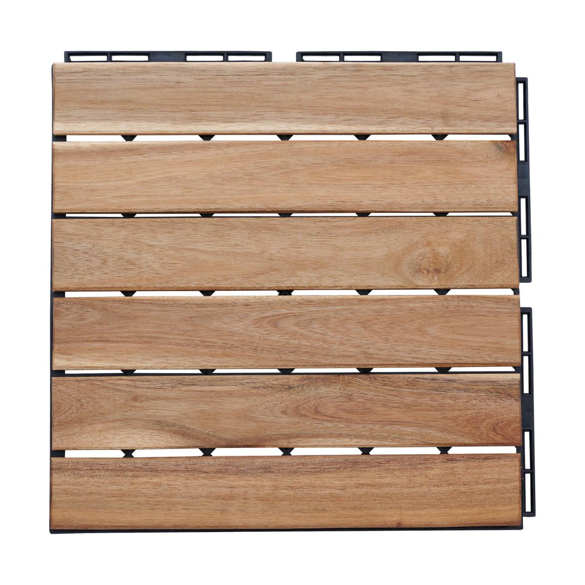 KLICKFLIESEN-SET 10 TLG. Alliste - Naturfarben, Holz (30/30/1.9cm) - casa.pro