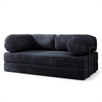 BETTSOFA ALVIO aus Schaumstoff Kordstoff Schwarz Schlaffunktion - Schwarz, Textil (170/68/80cm) - MASSENO