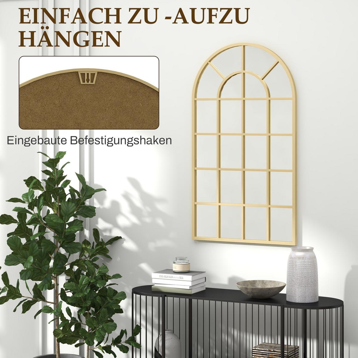 WANDSPIEGEL Garderobenspiegel 110 x 65cm Flurspiegel mit Metallrahmen - Goldfarben, Glas (65/2.5/110cm) - HOMCOM