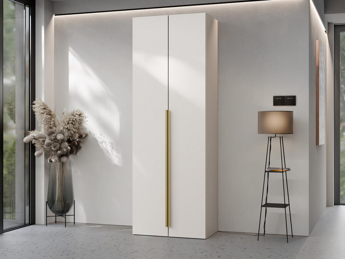 KLEIDERSCHRANK Kerkin 2D - Sandfarben/Goldfarben, Holzwerkstoff/Kunststoff (70/200/42cm) - MIRJAN24