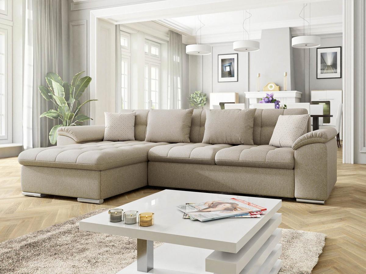 ECKSOFA Diana, Seite: Links - Perlmutt, Holz/Textil (280/160cm) - MIRJAN24